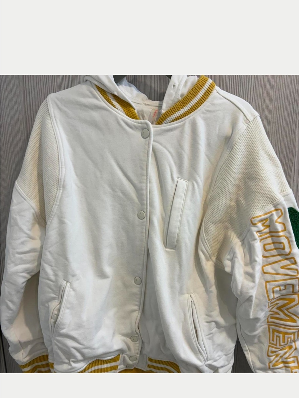 Comfy excellent condition Free People White Varsity-Style Hoodie Jacket